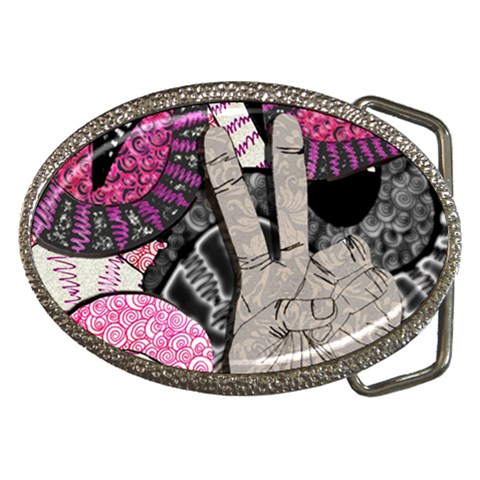 Peace Hand Art Belt Buckle from ArtsNow.com Front