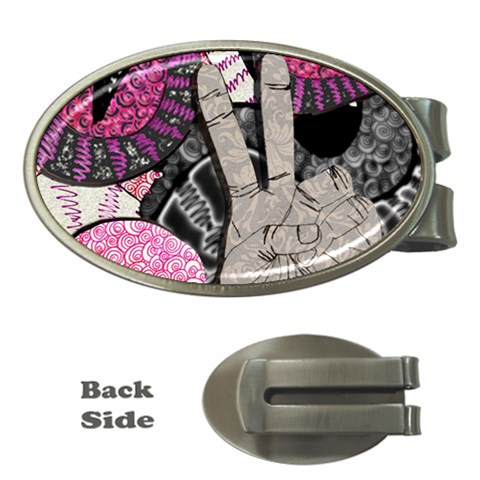 Peace Hand Art Money Clip (Oval) from ArtsNow.com Front