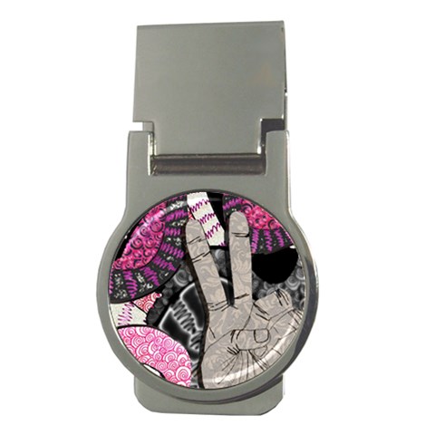 Peace Hand Art Money Clip (Round) from ArtsNow.com Front