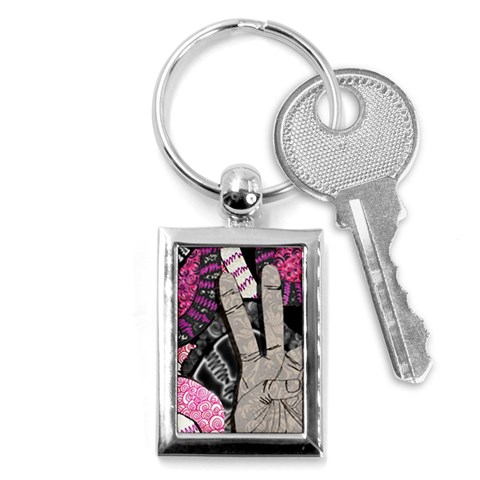 Peace Hand Art Key Chain (Rectangle) from ArtsNow.com Front