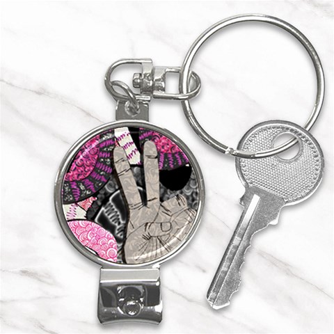 Peace Hand Art Nail Clippers Key Chain from ArtsNow.com Front