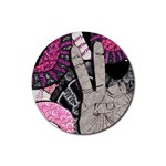 Peace Hand Art Rubber Round Coaster (4 pack)