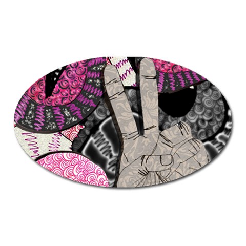 Peace Hand Art Magnet (Oval) from ArtsNow.com Front