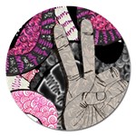 Peace Hand Art Magnet 5  (Round)