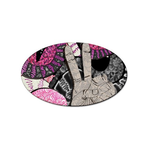 Peace Hand Art Sticker Oval (100 pack) from ArtsNow.com Front