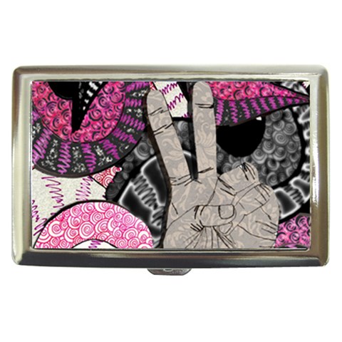 Peace Hand Art Cigarette Money Case from ArtsNow.com Front