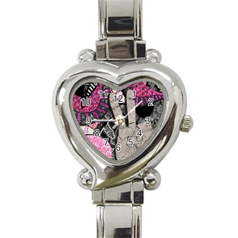 Peace Hand Art Heart Italian Charm Watch from ArtsNow.com Front