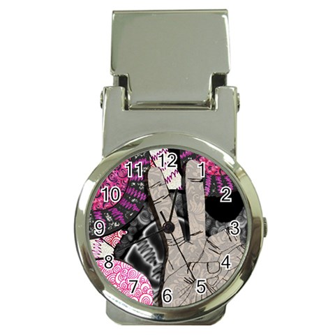 Peace Hand Art Money Clip Watch from ArtsNow.com Front