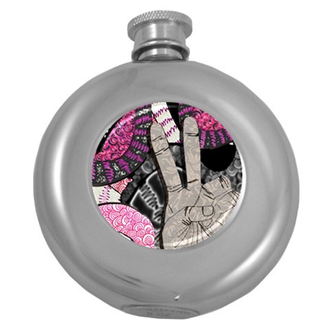 Peace Hand Art Hip Flask (5 oz) from ArtsNow.com Front