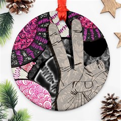 Peace Hand Art Round Ornament (Two Sides) from ArtsNow.com Front