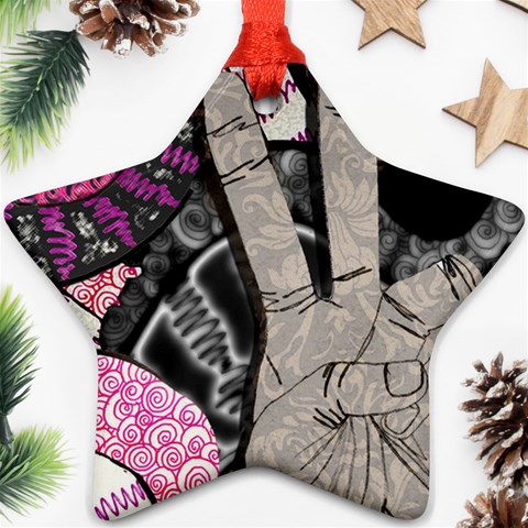 Peace Hand Art Star Ornament (Two Sides) from ArtsNow.com Front