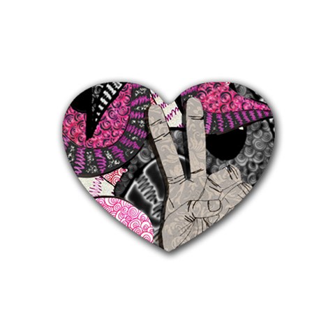 Peace Hand Art Rubber Coaster (Heart) from ArtsNow.com Front