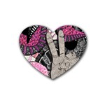 Peace Hand Art Rubber Heart Coaster (4 pack)