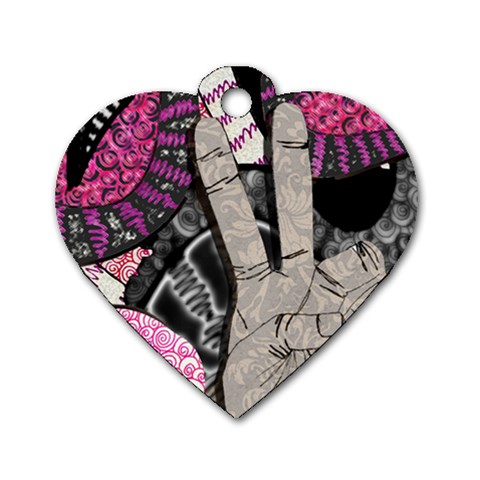 Peace Hand Art Dog Tag Heart (One Side) from ArtsNow.com Front