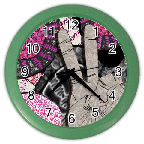 Peace Hand Art Color Wall Clock from ArtsNow.com Front