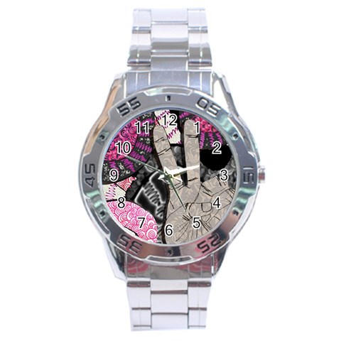 Peace Hand Art Stainless Steel Analogue Watch from ArtsNow.com Front