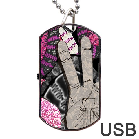 Peace Hand Art Dog Tag USB Flash (Two Sides) from ArtsNow.com Front