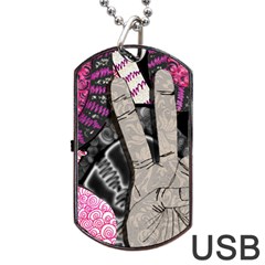 Peace Hand Art Dog Tag USB Flash (Two Sides) from ArtsNow.com Front