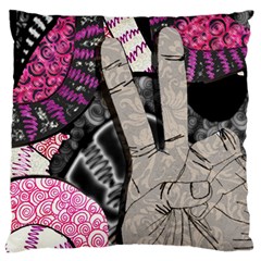 Peace Hand Art Large Cushion Case (Two Sides) from ArtsNow.com Front