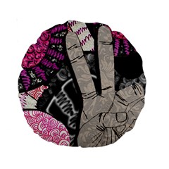 Peace Hand Art Standard 15  Premium Round Cushion  from ArtsNow.com Front