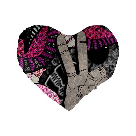 Peace Hand Art Standard 16  Premium Heart Shape Cushion  from ArtsNow.com Front