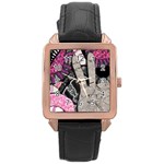 Peace Hand Art Rose Gold Leather Watch 