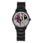 Peace Hand Art Stainless Steel Round Watch