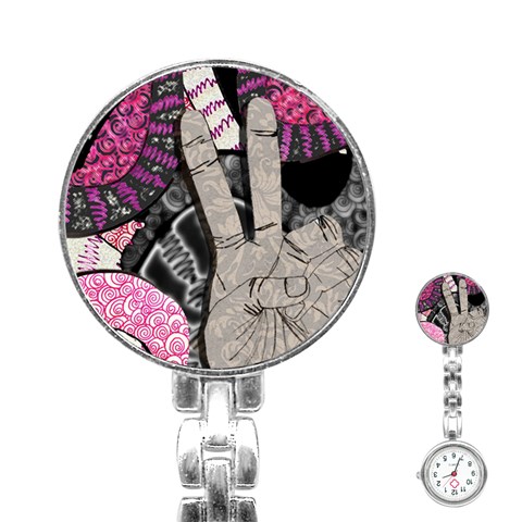 Peace Hand Art Stainless Steel Nurses Watch from ArtsNow.com Front