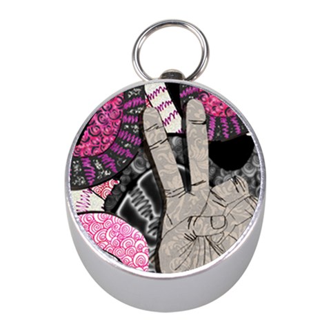 Peace Hand Art Silver Compass (Mini) from ArtsNow.com Front