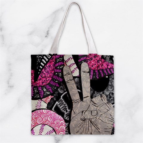 Peace Hand Art Zipper Grocery Tote Bag from ArtsNow.com Front