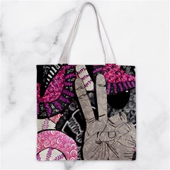 Peace Hand Art Zipper Grocery Tote Bag from ArtsNow.com Front