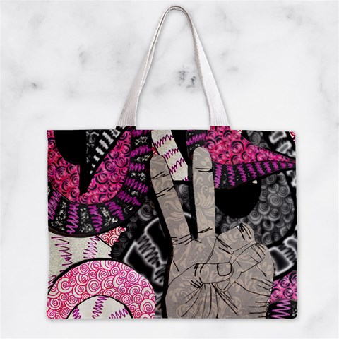 Peace Hand Art Zipper Mini Tote Bag from ArtsNow.com Front