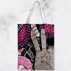 Peace Hand Art Zipper Classic Tote Bag from ArtsNow.com Back