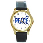 Peace Bird Round Gold Metal Watch