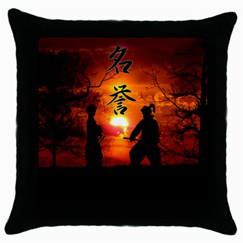 Ninja Sunset Throw Pillow Case (Black) from ArtsNow.com Front