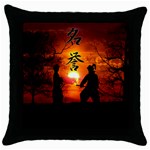 Ninja Sunset Throw Pillow Case (Black)