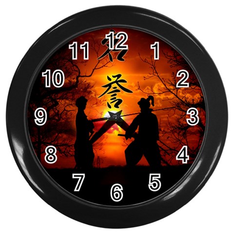 Ninja Sunset Wall Clock (Black) from ArtsNow.com Front