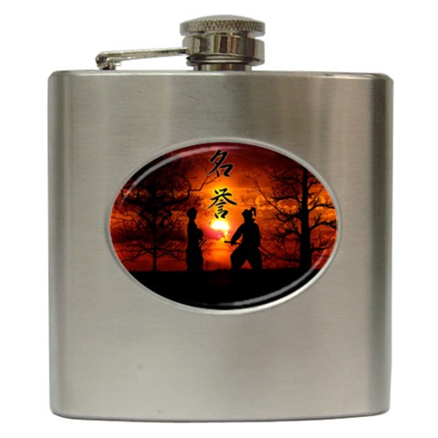 Ninja Sunset Hip Flask (6 oz) from ArtsNow.com Front