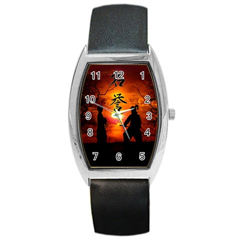Ninja Sunset Barrel Style Metal Watch from ArtsNow.com Front