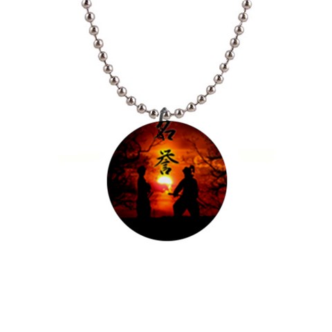 Ninja Sunset 1  Button Necklace from ArtsNow.com Front