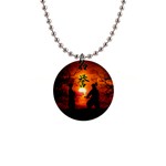 Ninja Sunset 1  Button Necklace