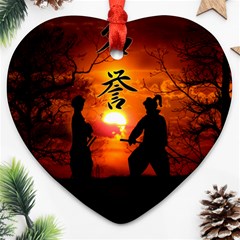 Ninja Sunset Heart Ornament (Two Sides) from ArtsNow.com Front