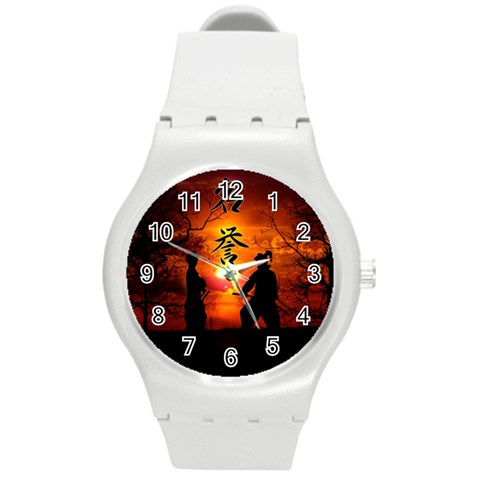 Ninja Sunset Round Plastic Sport Watch (M) from ArtsNow.com Front
