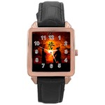 Ninja Sunset Rose Gold Leather Watch 