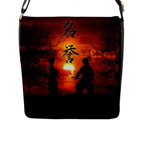 Ninja Sunset Flap Closure Messenger Bag (L) from ArtsNow.com Front