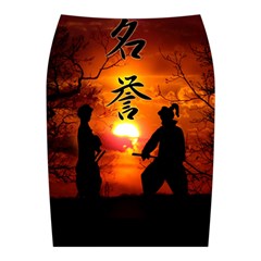 Ninja Sunset Midi Wrap Pencil Skirt from ArtsNow.com Back