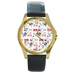 Music Is My Life Round Gold Metal Watch
