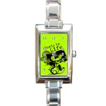 Music Is Life Rectangle Italian Charm Watch