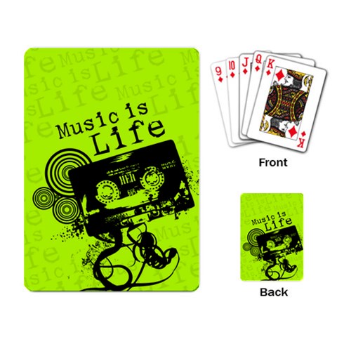 Music Is Life Playing Cards Single Design from ArtsNow.com Back