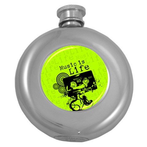 Music Is Life Hip Flask (5 oz) from ArtsNow.com Front